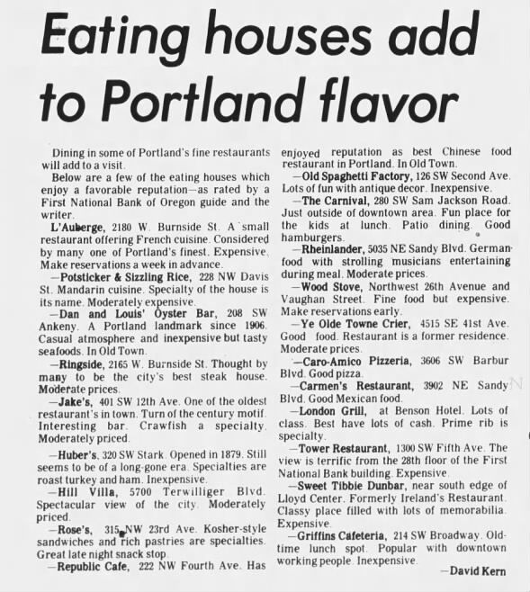 Eating Houses June 1975